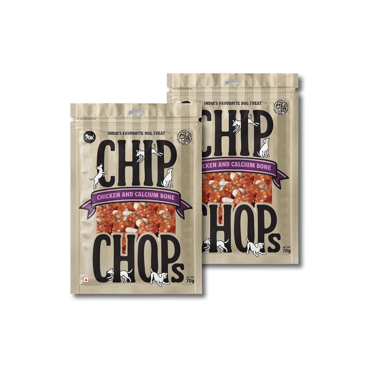 Chip Chops Chicken Calcium Bone Dog Treat Easily Digestible Healthy Dog Treat Perfect For Snacks Suitable For All Dog Breed Each 70gm Pack Of 2