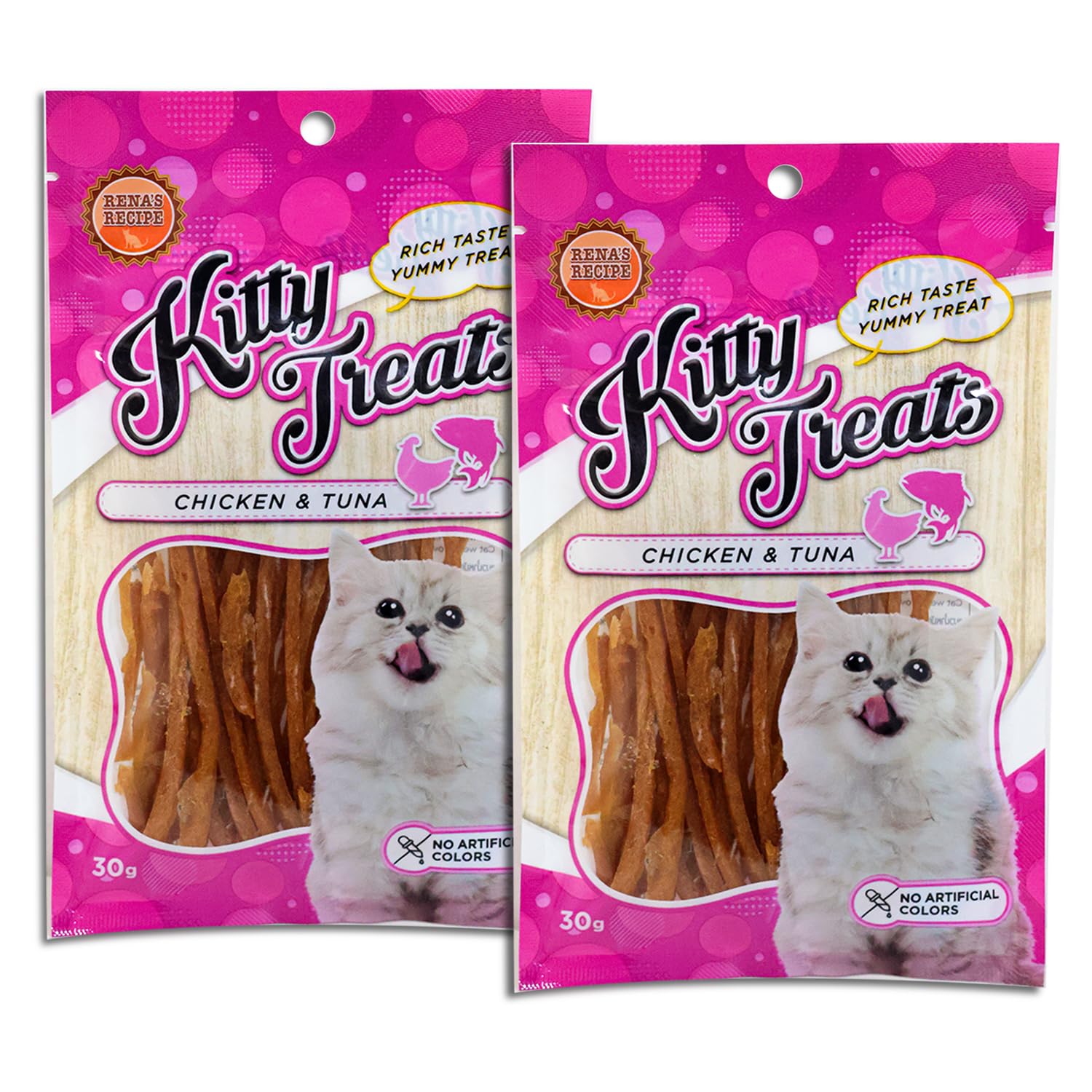 Rena Kitty Soft Cat Treats Tuna And Chicken Stripes For Cats Protein And Fiber Rich Snack Healthy Reward And Training Treat For All Breeds Pack Of 2 Each 30g