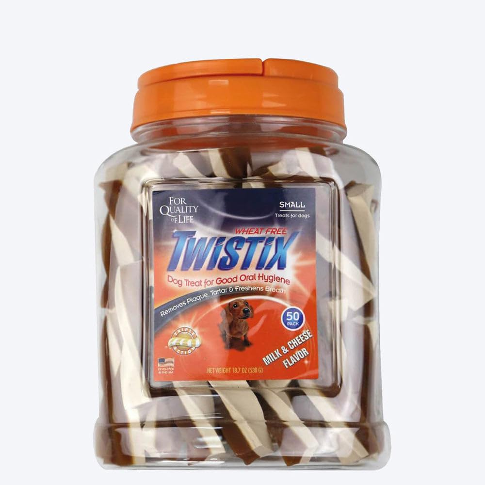 Twistix Canister Milk Cheese Dog Treats Small 50 Sticks