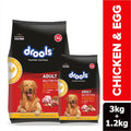 Drools Adult Dry Dog Food 4.2kg (3kg + 1.2kg Free) | Chicken & Egg Flavour | Supports Active Behaviour | Digestive Health & Immunity | Better Digestibility