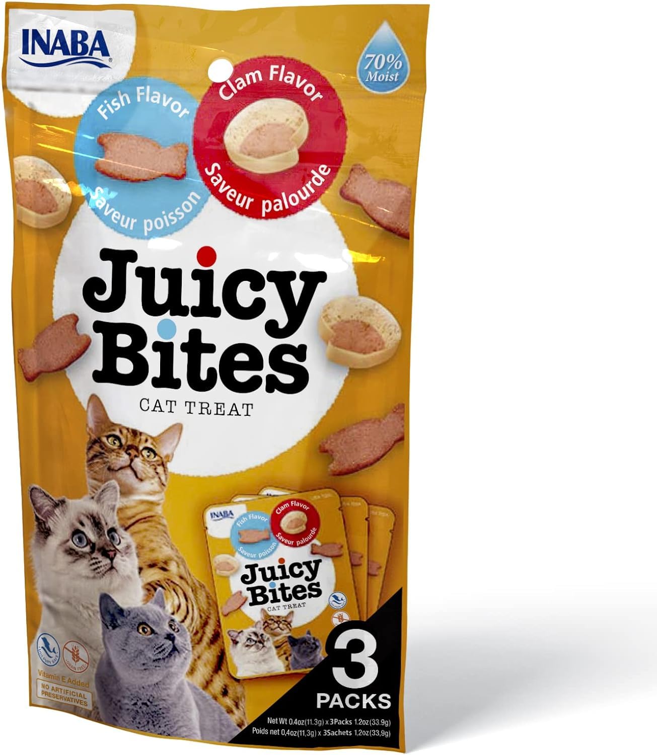 Inaba Juicy Bites Fish Clam Flavor 33 9g 3 Pouches Per Pack