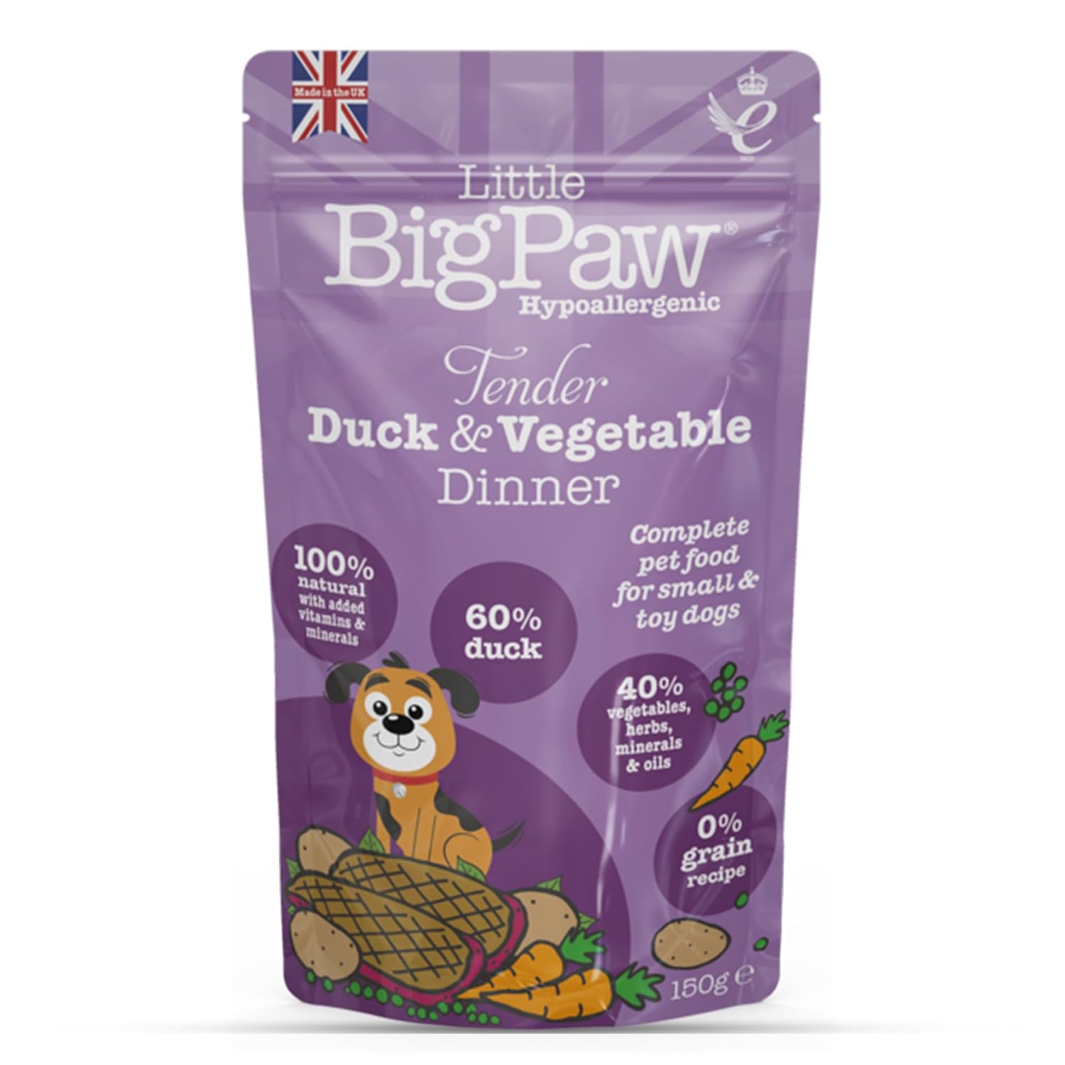 Little Bigpaw Tender Duck Vegetable Dinner For Puppy And Small Dogs Grain Free And Hypoallergenic Dog Wet Food 150 Gms Each Pack Of 7