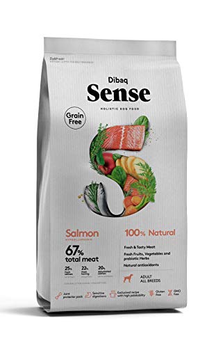 Dibaq Sense Grain Free Salmon Hypoallergenic 100% Natural Adult All Breeds Dry Dog Food 12Kg, 1 Count