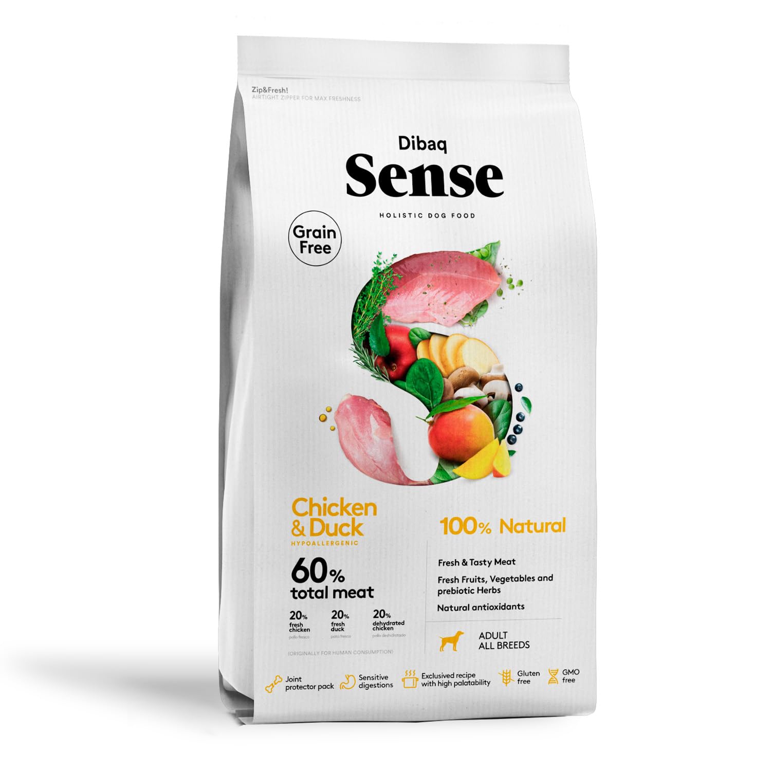 Dibaq Sense Chicken Duck Hypoallergenic Adult All Breeds Dog Food Pellet 2kg