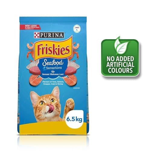 Purina Friskies Seafood Sensations Adult Dry Cat Food, 6kg, Contains Tuna, Salmon, Snapper, Crab & Shrimp Flavours