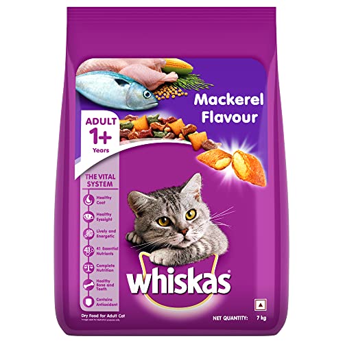 Whiskas Adult (+1 year) Dry Cat Food , Mackerel Flavour, 7kg Pack