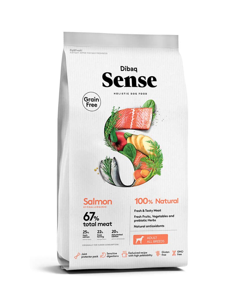 Dibaq Sense Grain Free Salmon Hypoallergenic 100 Natural Adult All Breeds Dry Dog Food 2kg 1 Count