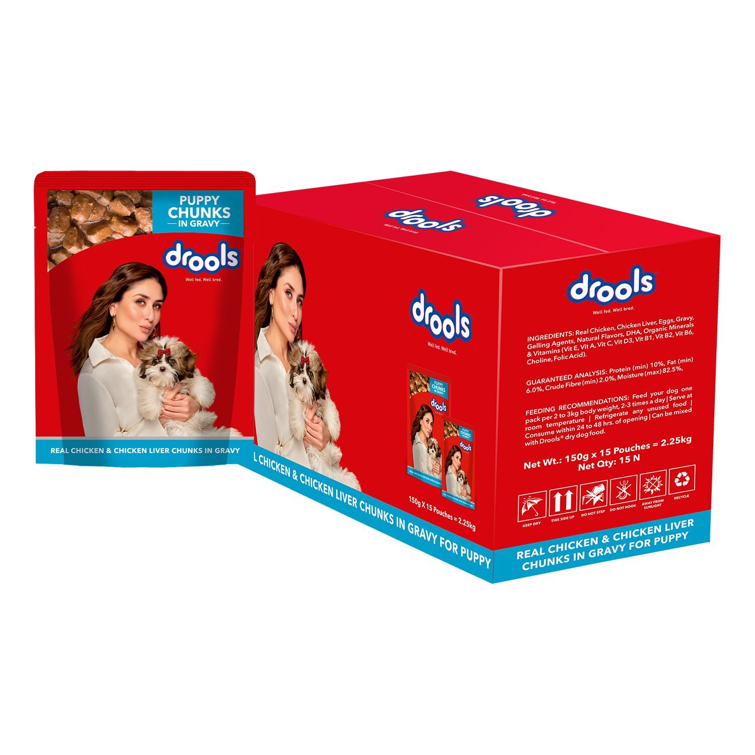 Drools Puppy Wet Dog Food 2 25kg 150g X 15 Packs Real Chicken Chicken Liver Chunks In Gravy Better Digestibility Overall Health Supports Healthy Skin Coat Maintains Joint Health