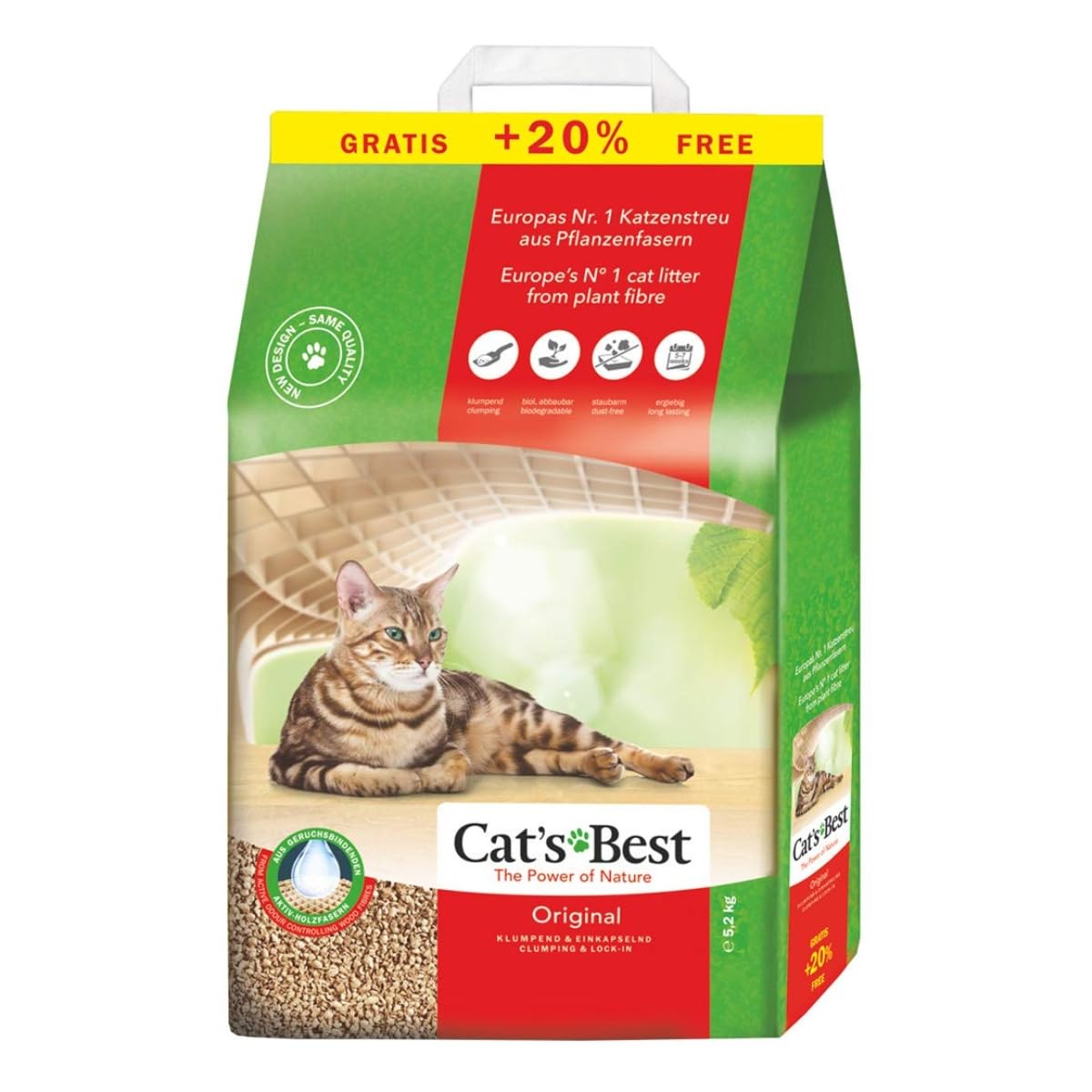 Cat S Best Okoplus Wood Based Clumping Cat Litter Flushable Dust Free Hard Clumping Power And Odour Control For All Breed Size Cat Easy To Use 5 2kg