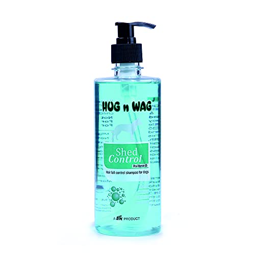 Hug n Wag Professional Shed Control Dog Shampoo | 4-in-1 Hair Fall Control Formula | Cleans, Conditions, Moisturizes & Deodorizes | Wheat Germ Oil, Nettle Extract & Pro-Vitamin B5 | 500 ml | Pack of 1