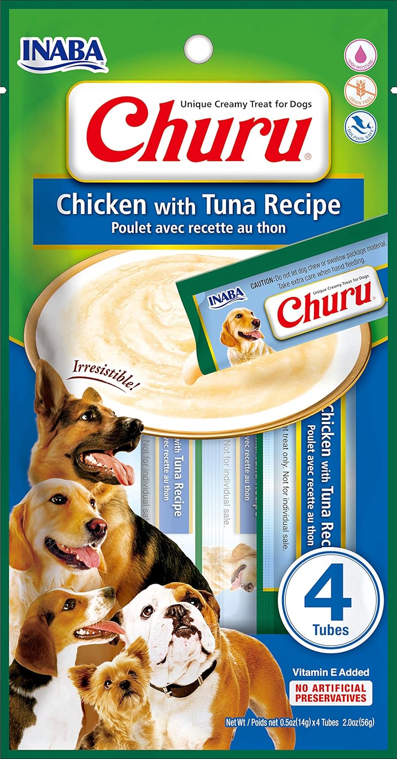 Inaba Dog Churu Chicken With Tuna Recipe Wet Creamy Lickable Dog Treat 24 Tubes Pack Of 6 56 Gms Per Pack