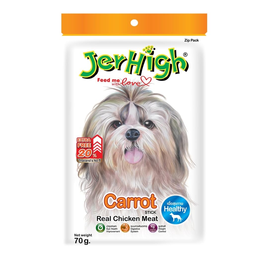 Jerhigh Chicken All Life Stages Dog Treats Free From By Products Gluten Carrot Flake 4x 70g Sold By Dogsncats