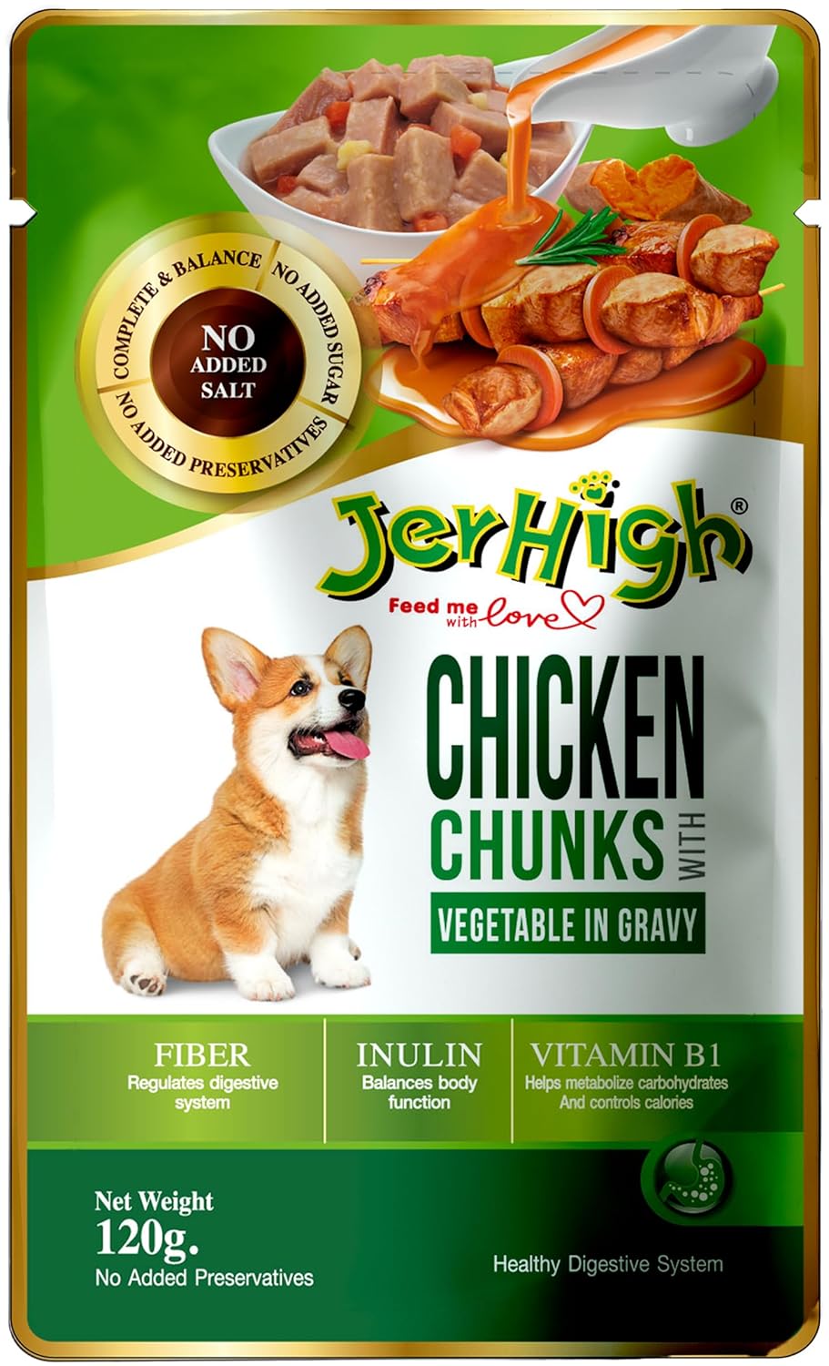 Jerhigh Wet Dog Food Human Grade High Protein Chicken Gravy Chicken Vegetable Pack Of 84 Sold By Dogsncats All Life Stages