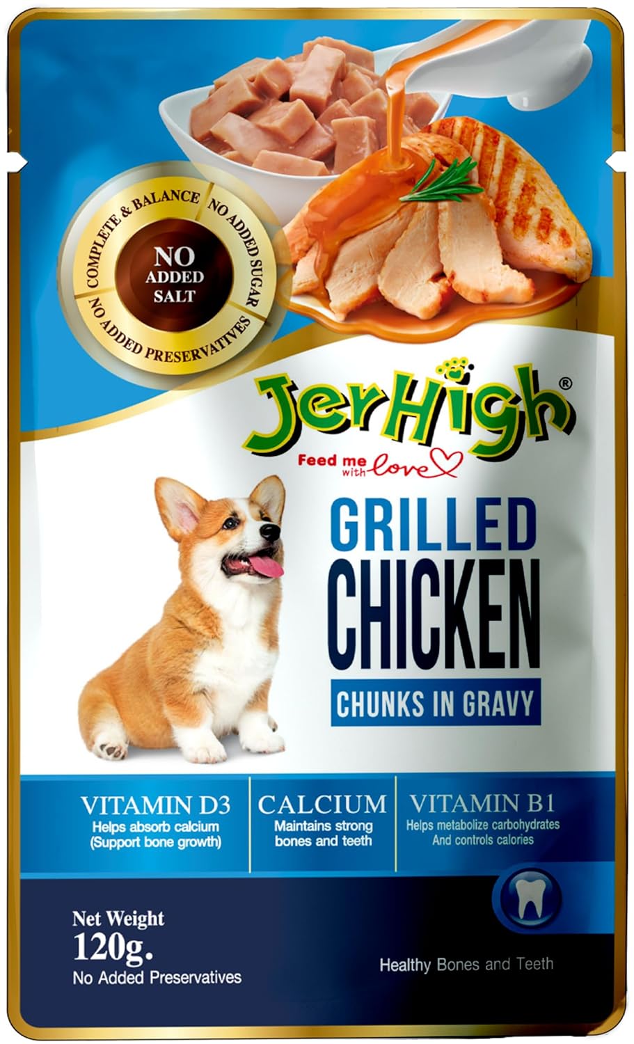 Jerhigh Wet Dog Food Human Grade High Protein Chicken Gravy Grilled Chicken Pack Of 48 With Free Gnawlers Calcium Bone 1pc 22g Sold By Dogsncats All Life Stages