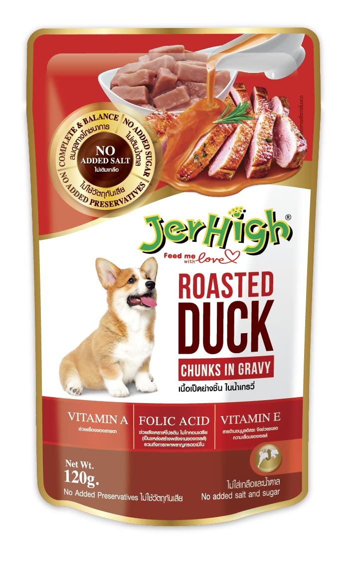 Jerhigh Wet Dog Food Human Grade High Protein Chicken Gravy Roasted Duck Pack Of 72 All Life Stages