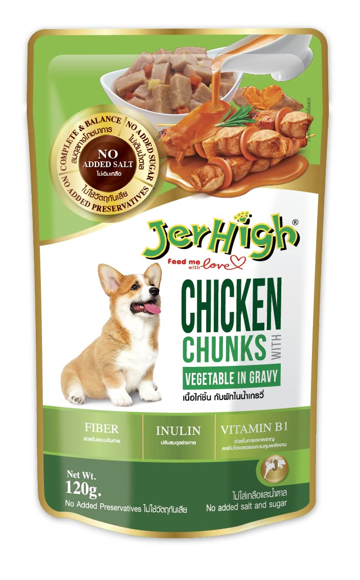 Jerhigh Wet Dog Food Human Grade High Protein Chicken Gravy Chicken Vegetable Pack Of 60 With Free Gnawlers Calcium Bone 1pc 22g Sold By Dogsncats All Life Stages