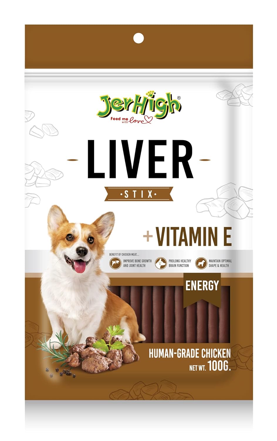 Jerhigh Fully Digestible Healthy Snack Training Treat Human Grade High Protein Chicken Stick All Life Stages 4 X 100g