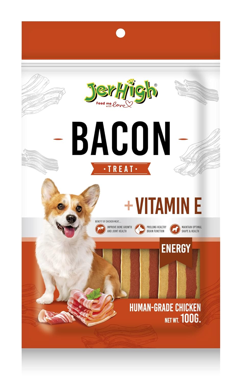 Jerhigh All Life Stages Dog Treats Free From By Products Gluten Bacon Stick 4 X 100g Sold By Dogsncats