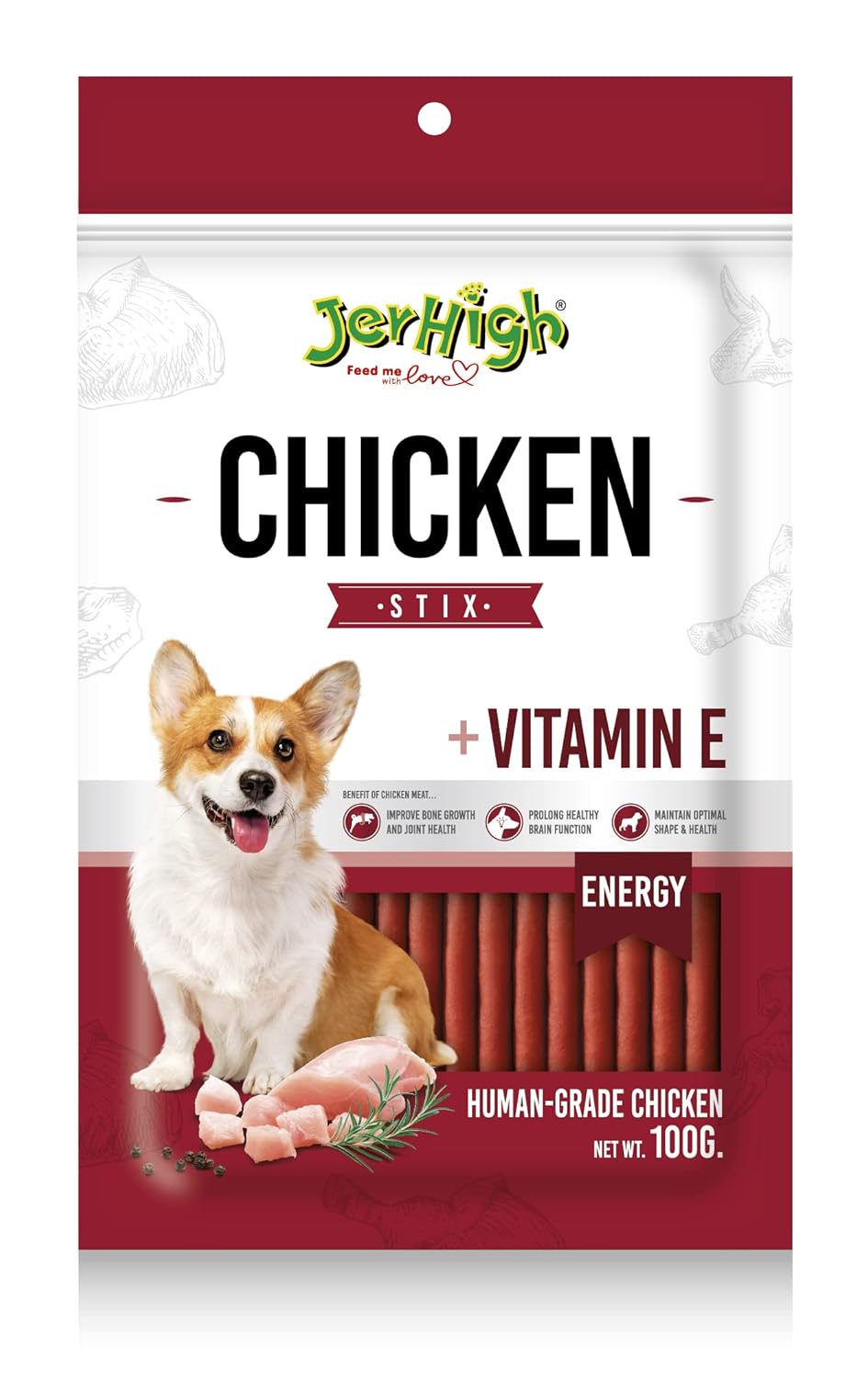 Jerhigh Fully Digestible Healthy Snack Training Treat Human Grade High Protein Chicken With Chicken Flavour 100g Pack Of 4 Dogsncats