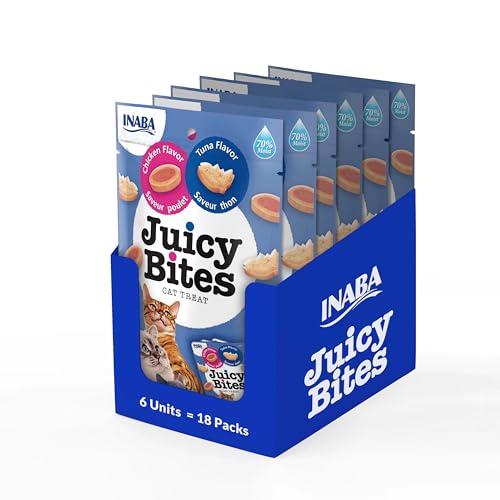 INABA Juicy Bites Cat Treat -Chicken & Tuna Flavor 6 Packs, All Life Stages, Pellet