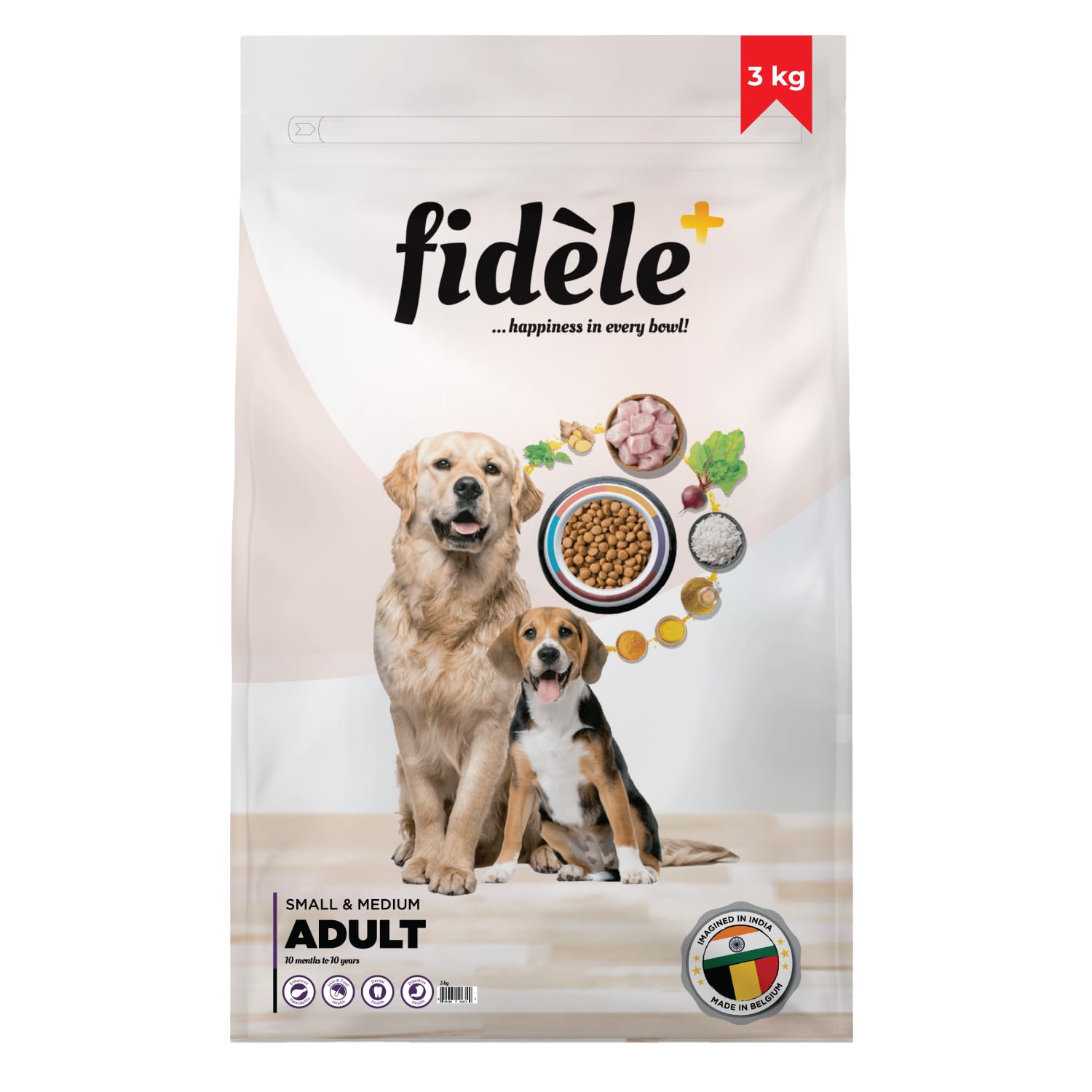 Fidele Dry Dog Food 3 Kg Adult Small Medium Breeds Complete Balanced Diet Supports Growth Energy Joints Immunity No Artificial Flavours Preservatives