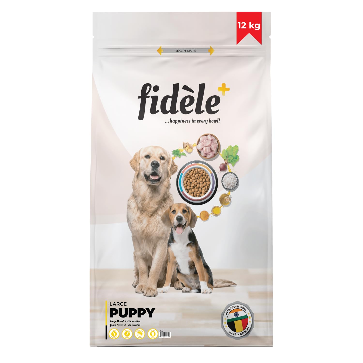 Fidele Dry Dog Food Balanced Nutrition For Dogs Boosts Growth Energy Joints Immunity No Artificial Flavours Or Preservatives 12 Kg Large Puppy