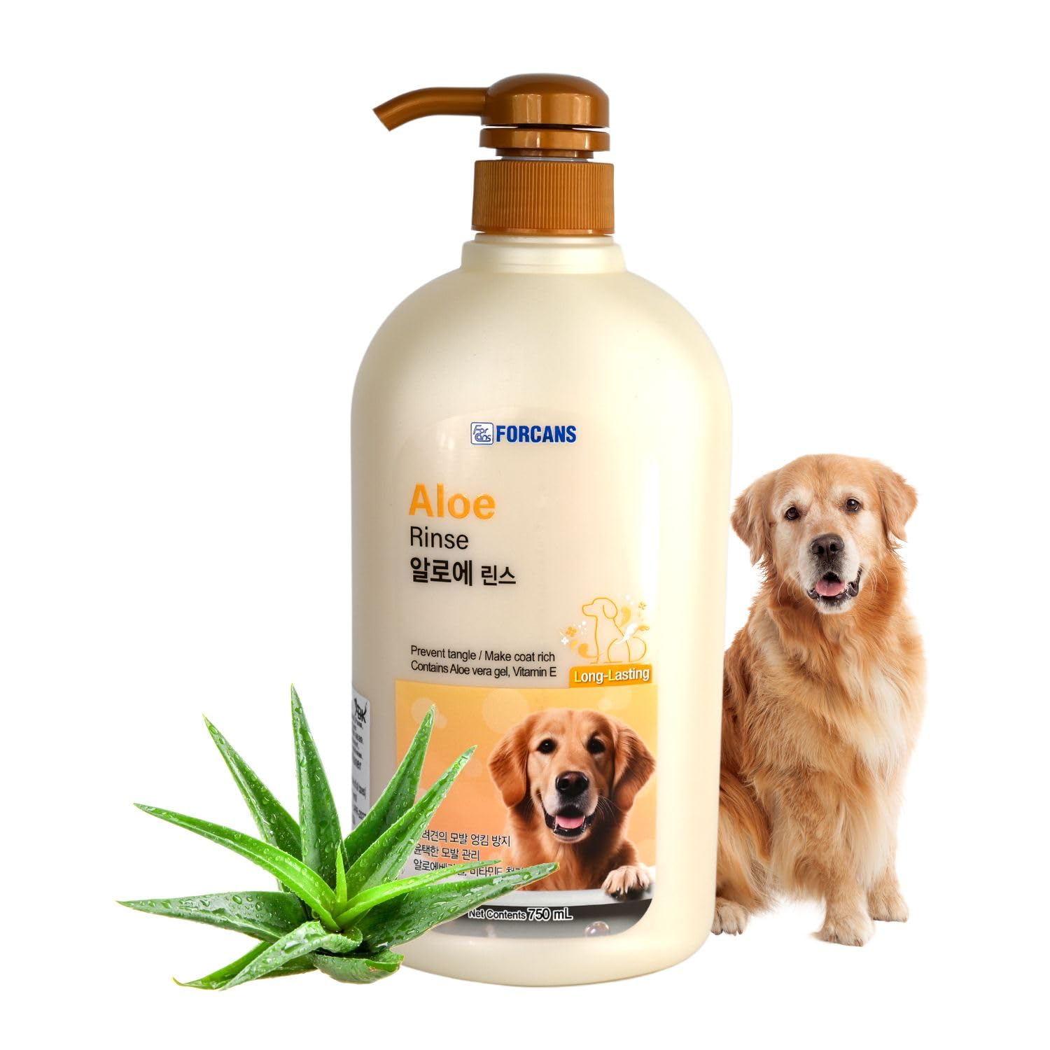 Forcans Aloe Rinse Conditioner For Dogs Provide Richness Shiny Coat 750 Milliliter Prevents Hair Tangle Characteristics Of Pure Aloe Vera Gel Moist Moisturizing Effect