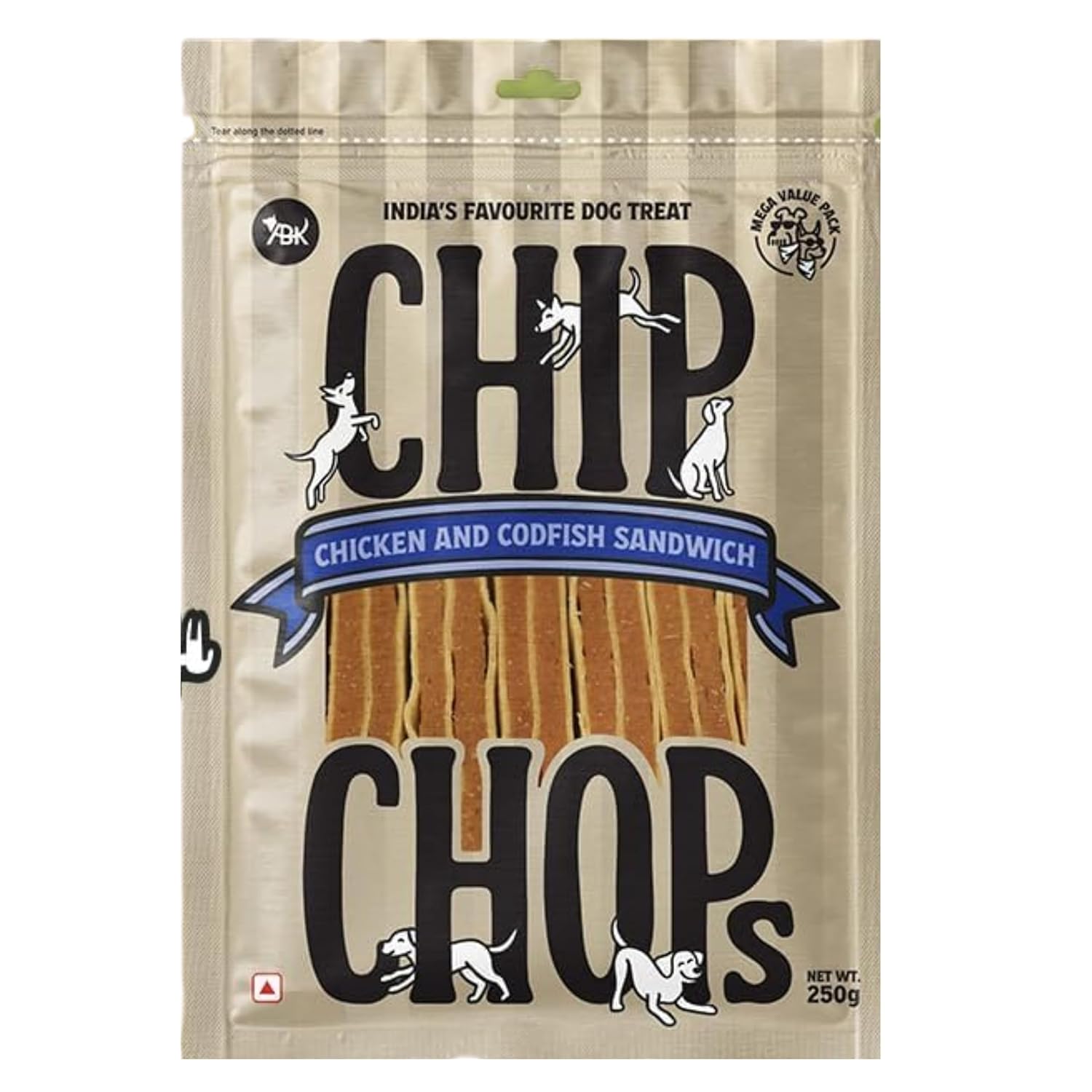 Chip Chops Chicken Codfish Sandwich Dog Treats High Protein Training And Reward Treats Snacks Healthy Easily Digestible Suitable For All Dog Breeds 250g Pack Of 1