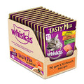 Whiskas Adult (1+ year) Tasty Mix Wet Cat Food Made With Real Fish, Chicken With Salmon Wakame Seaweed in Gravy - Pack of 12 (70g x 12)