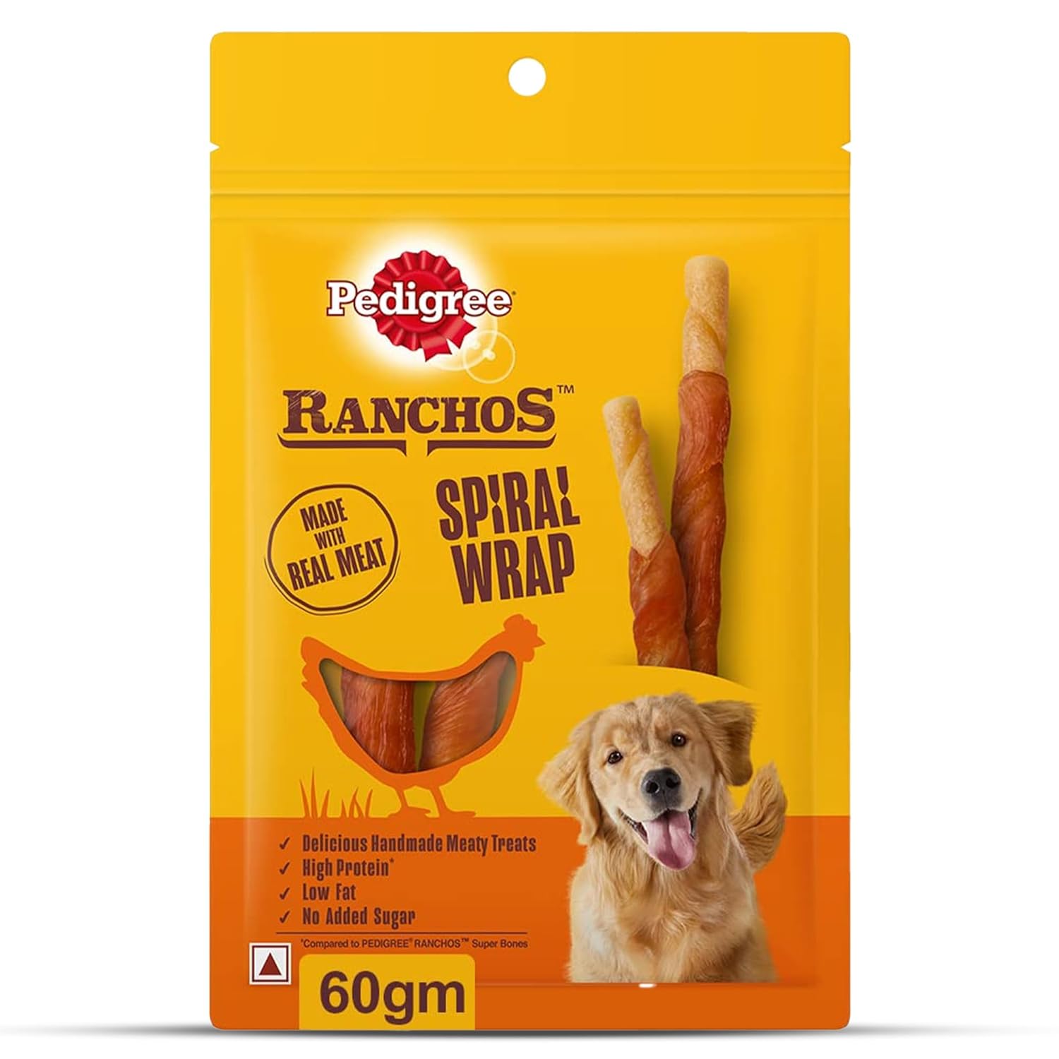 Pedigree Ranchos Spiral Wrap 1 Years Dog Treats Chicken Smokey Lamb Flavour 60 G Rich In Protein Low In Fat With No Added Sugar