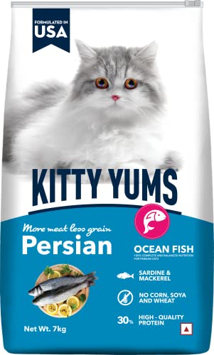Kitty YUMS Adult Persian Dry Cat Food 7kg Pack | Ocean Fish Flavour | Supports Vision | Promotes Healthy Skin & Coat | Builds Strong Bones | Boosts Immunity | High Protein for Muscle Development
