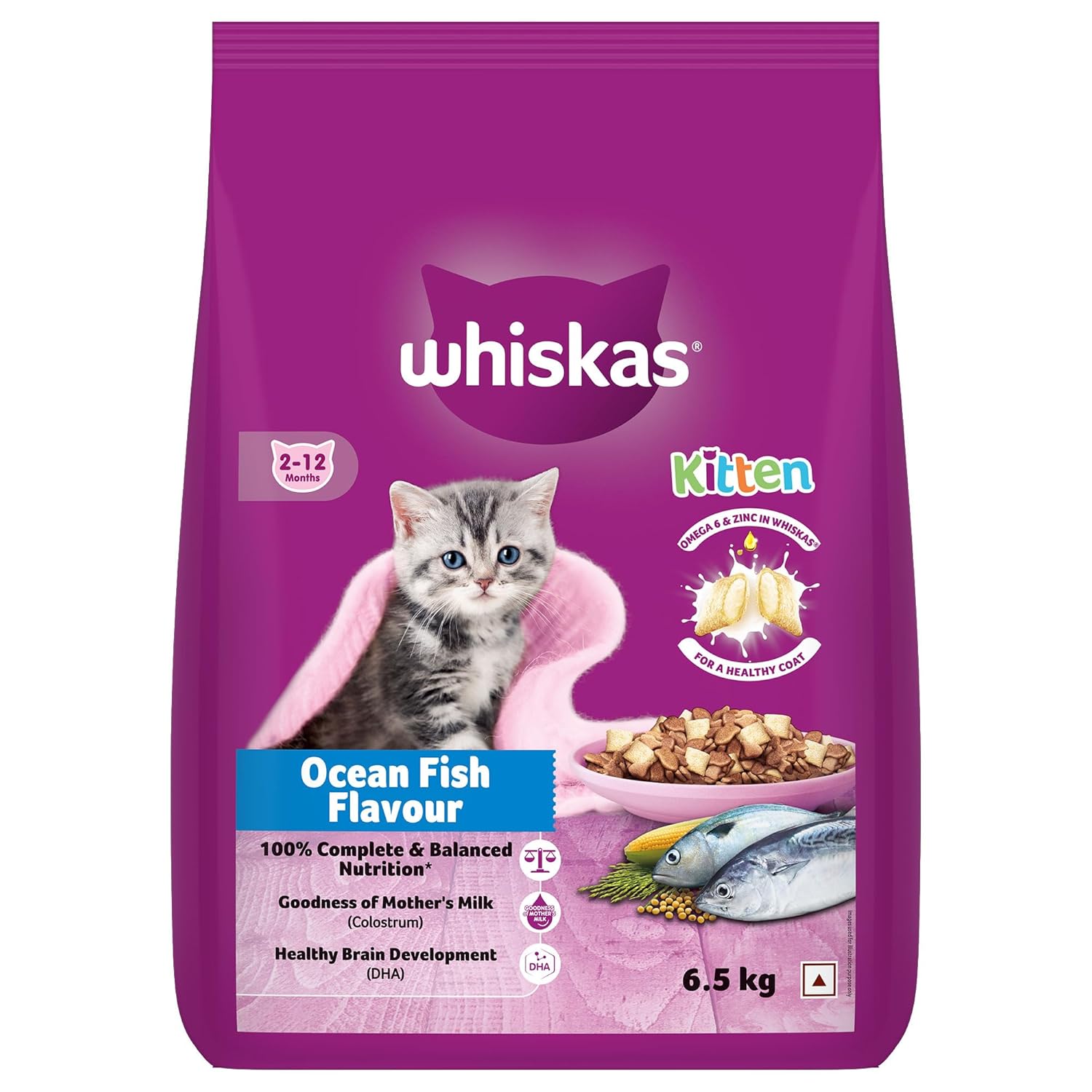 Whiskas Junior Mother Cat Kitten 2 12 Months Dry Cat Food Ocean Fish Flavour 6 5 Kg Contains 41 Essential Nutrients Complete Balanced Nutrition For Mother Cats Kittens