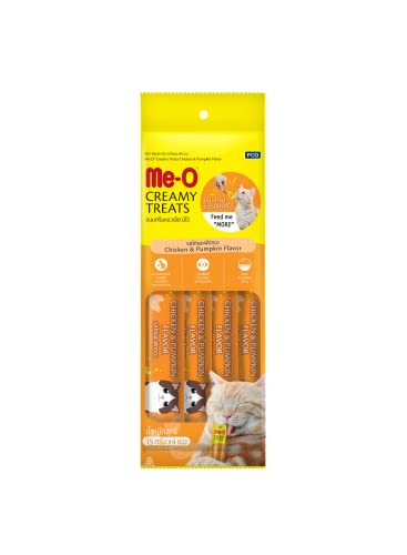 Me-O Creamy Treats Chicken & Pumpkin Flavor, 15gx4 Tubes, Pack of 3