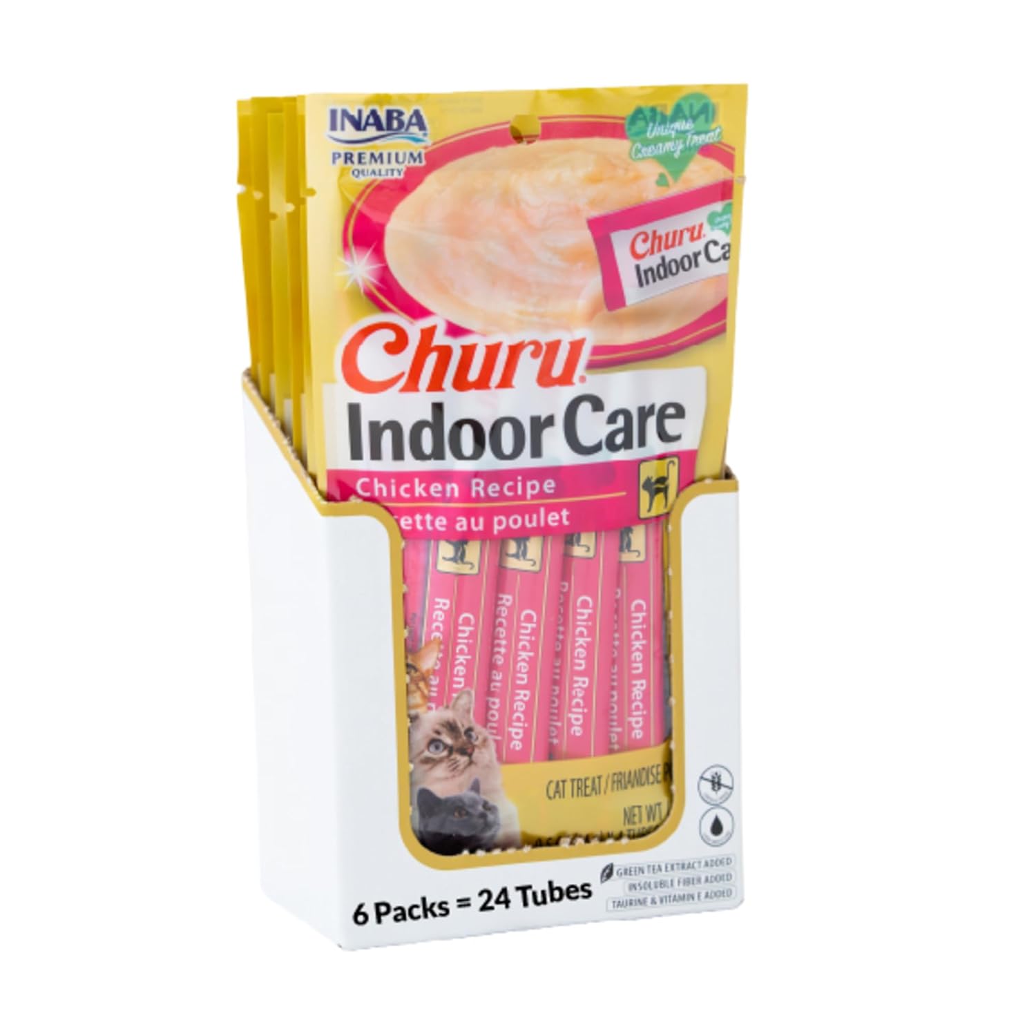 Inaba Churu Hairball Control Functional Creamy Lickable Puree Cat Treat With Taurine Vitamin E 0 5 Ounces Each 24 Tubes 4 Per Pack Chicken Recipe Packaging May Vary