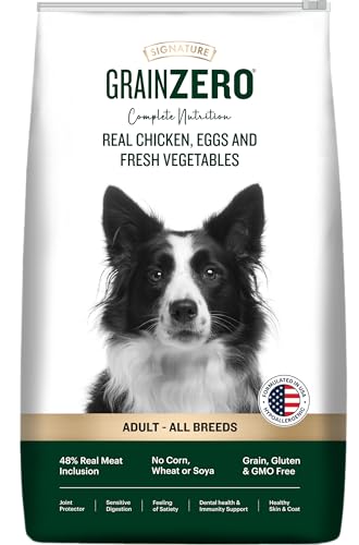 Grain Zero Adult Dry Dog Food 3kg | Real Chicken, Egg & Vegetables | 48% Meat Inclusion, No Grain Formula, Gluten-Free | Promotes Healthy Skin & Coat | All Breeds