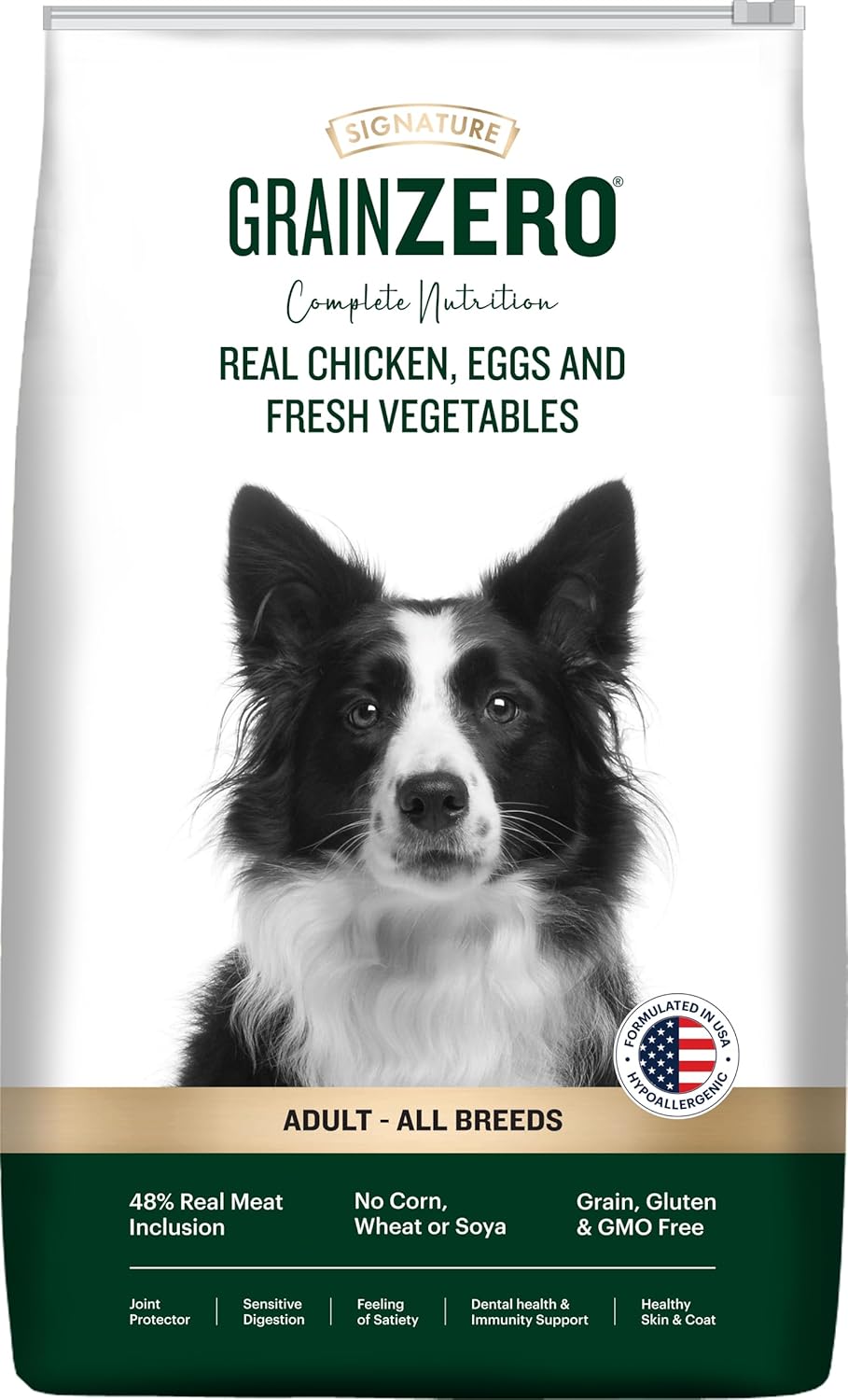 Grain Zero Adult Dry Dog Food 12kg Real Chicken Egg Vegetables 48 Meat Inclusion No Grain Formula Gluten Free Promotes Healthy Skin Coat All Breeds