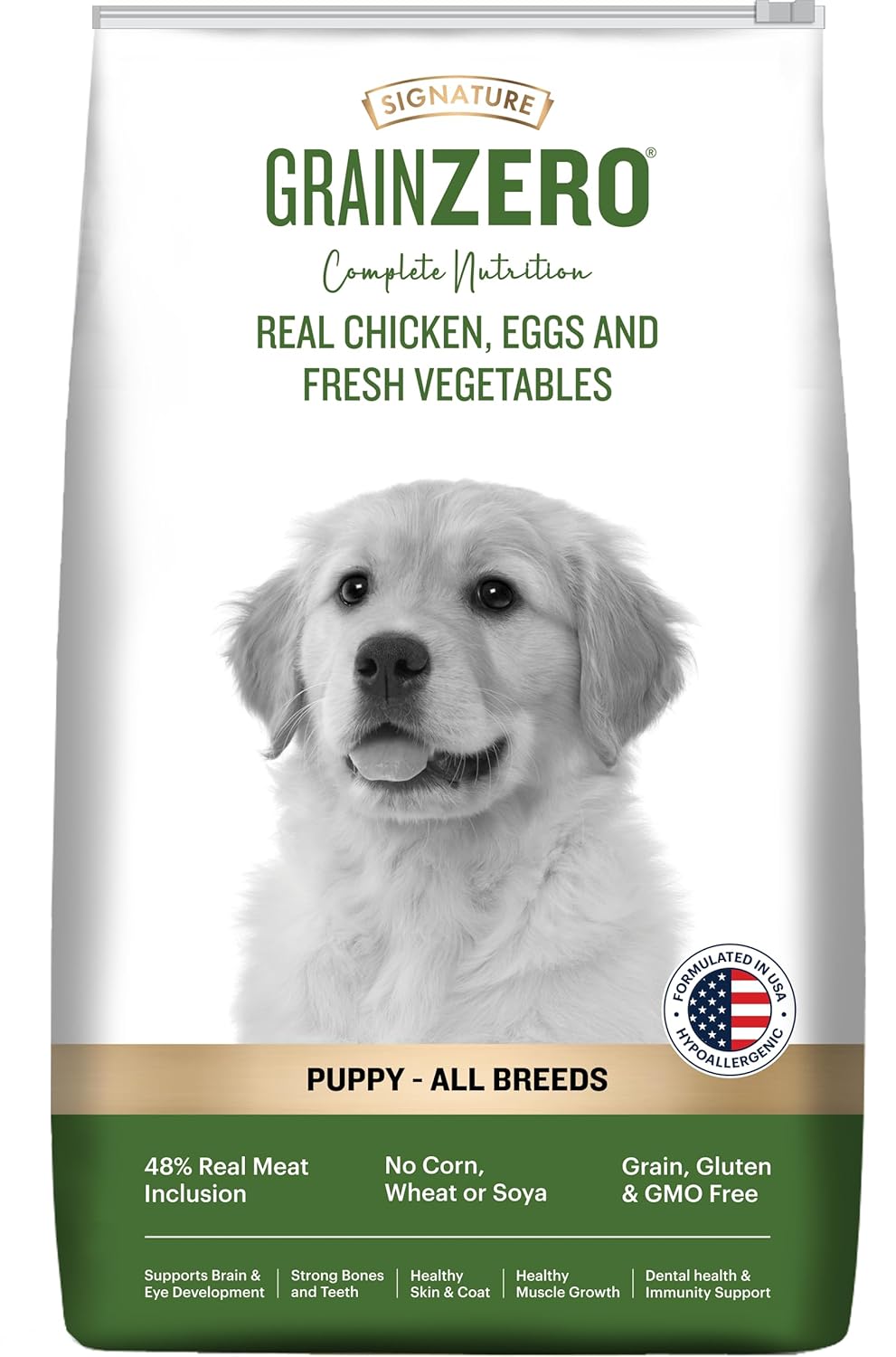 Grain Zero Puppy Dry Dog Food 12kg Real Chicken Egg Vegetables 48 Meat Inclusion No Grain Formula Gluten Free Promotes Healthy Skin Coat All Breeds