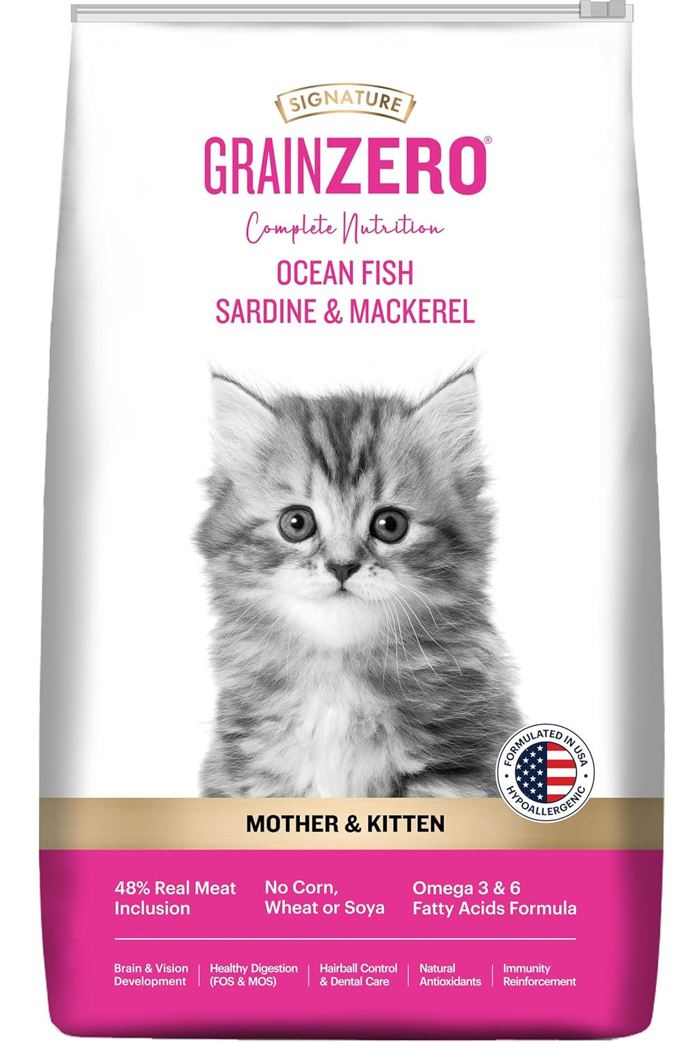 Grain Zero Kitten Dry Cat Food 7kg Ocean Fish Sardine Mackerel Dha For Brain Development 48 Fresh Fish Inclusion Promotes Healthy Skin Coat For Kitten Mother