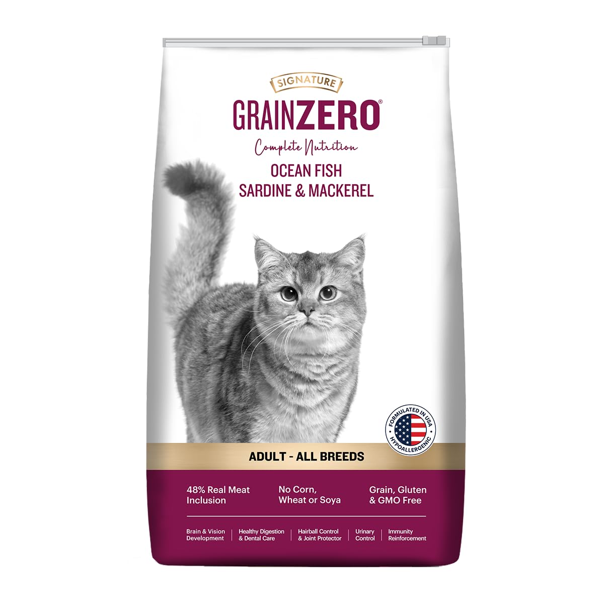 Grain Zero Ocean Fish Sardine And Mackerel Adult Dry Cat Food 7kg No Grain Formula Gluten Gmo Free 48 Fresh Fish Inclusion Taurine For Heart Promotes Healthy Skin Coat All Breeds