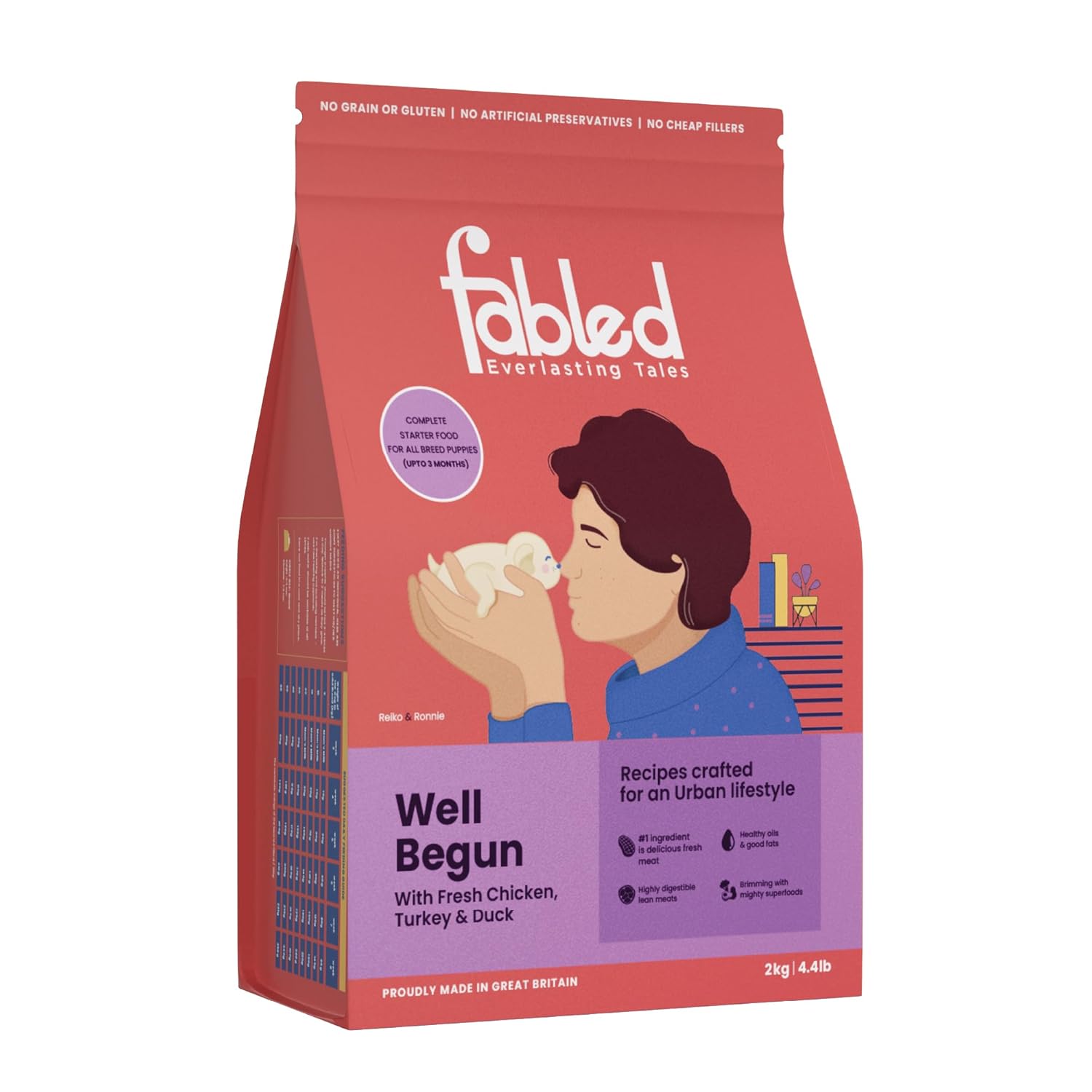 Fabled Well Begun Dry Dog Food For Puppies Upto 3 Months Grain Free Gluten Free With Fresh Chicken Turkey Duck 2 Kg