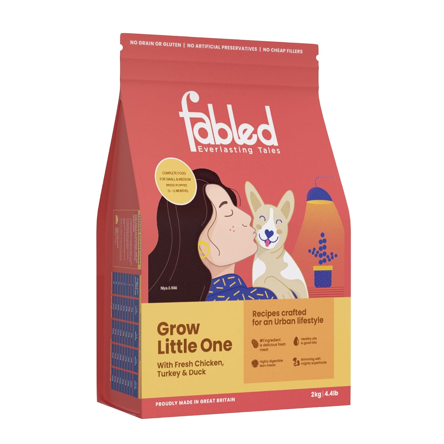Fabled Grow Little One Dry Dog Food For Small And Medium Breed Puppies 3 12 Months Grain Free Gluten Free With Fresh Chicken Turkey Duck 2 Kg
