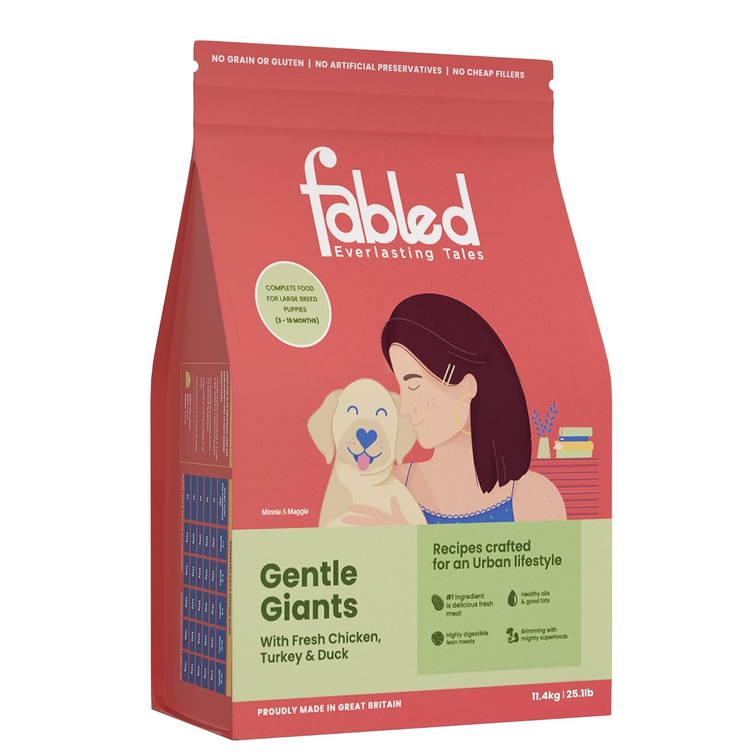 Fabled Gentle Giants Dry Dog Food For Puppies 3 18 Months Grain Free Gluten Free With Fresh Chicken Turkey Duck 11 4 Kg