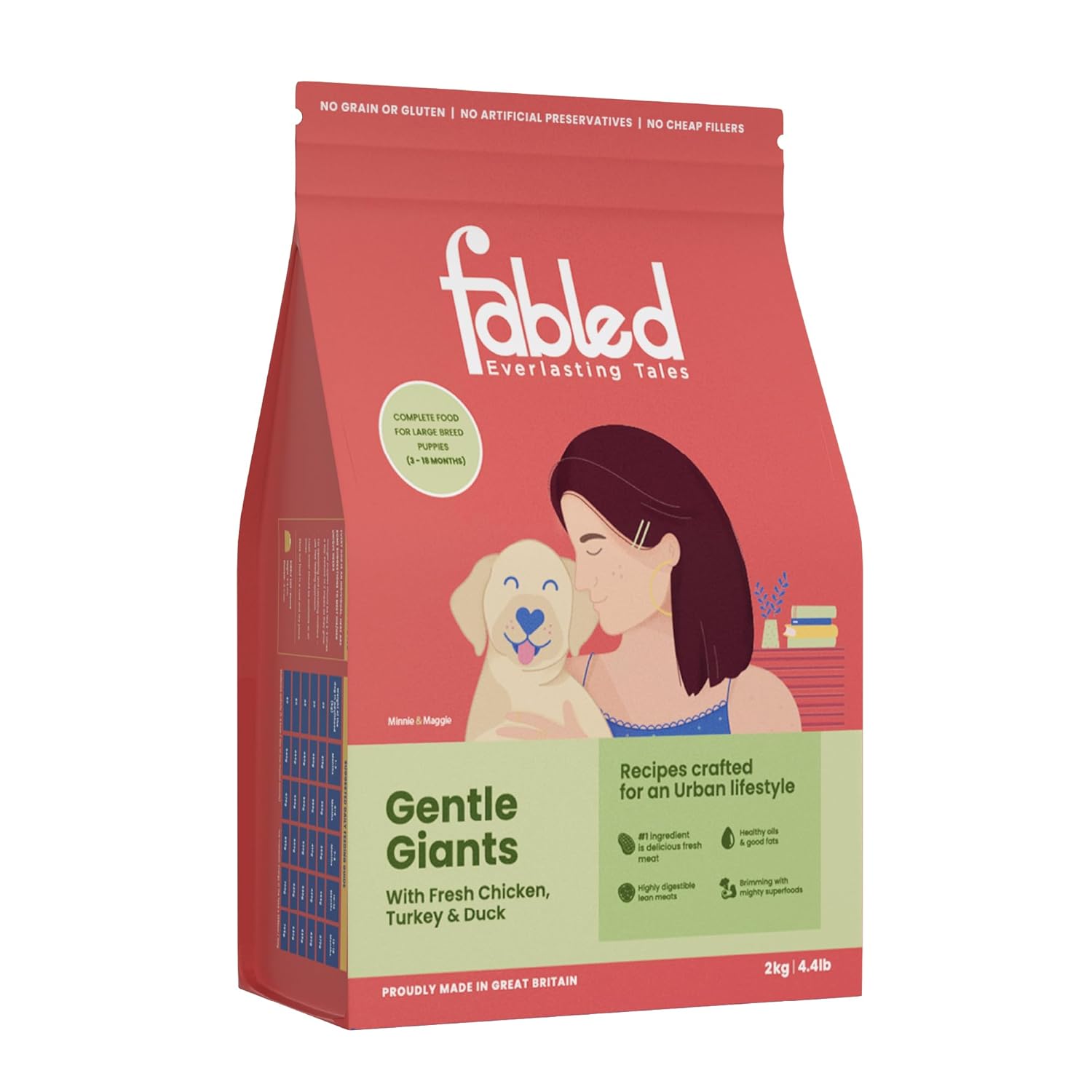 Fabled Gentle Giants Dry Dog Food For Large Breed Puppies 3 18 Months Grain Free Gluten Free With Fresh Chicken Turkey Duck 2 Kg