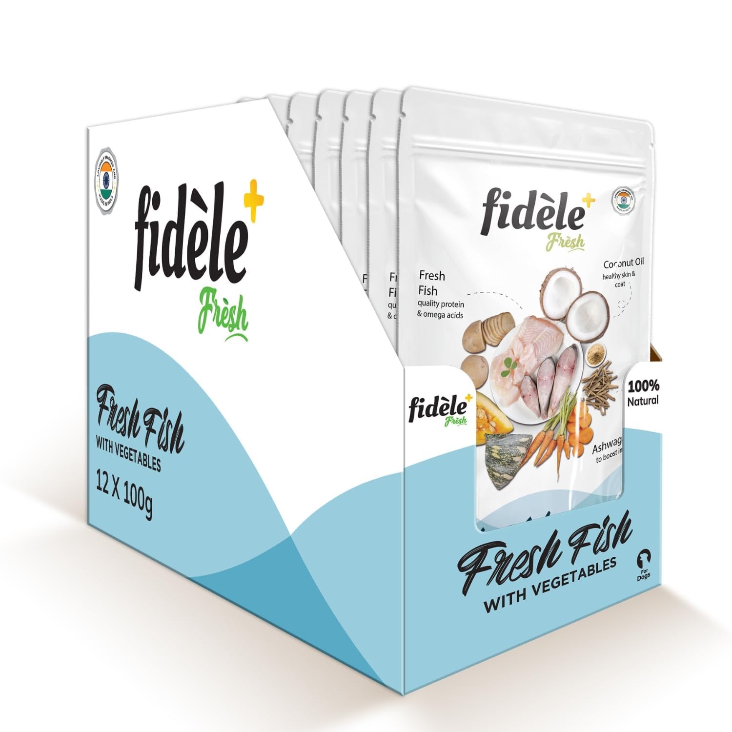 Fidele Fresh Fish Wet Dog Food Fish Gravy With Vegetables Wet Food For Dogs 100g Pouch Pack Of 12 Omega Skin Coat Support