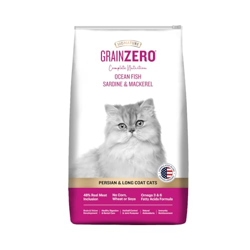 Grain Zero Dry Cat Food 3kg | Ocean Fish, Sardine & Mackerel | 48% Fresh Inclusion | Grain, Gluten & GMO-Free | Taurine for Heart Health | Suitable for Long Coat Cats