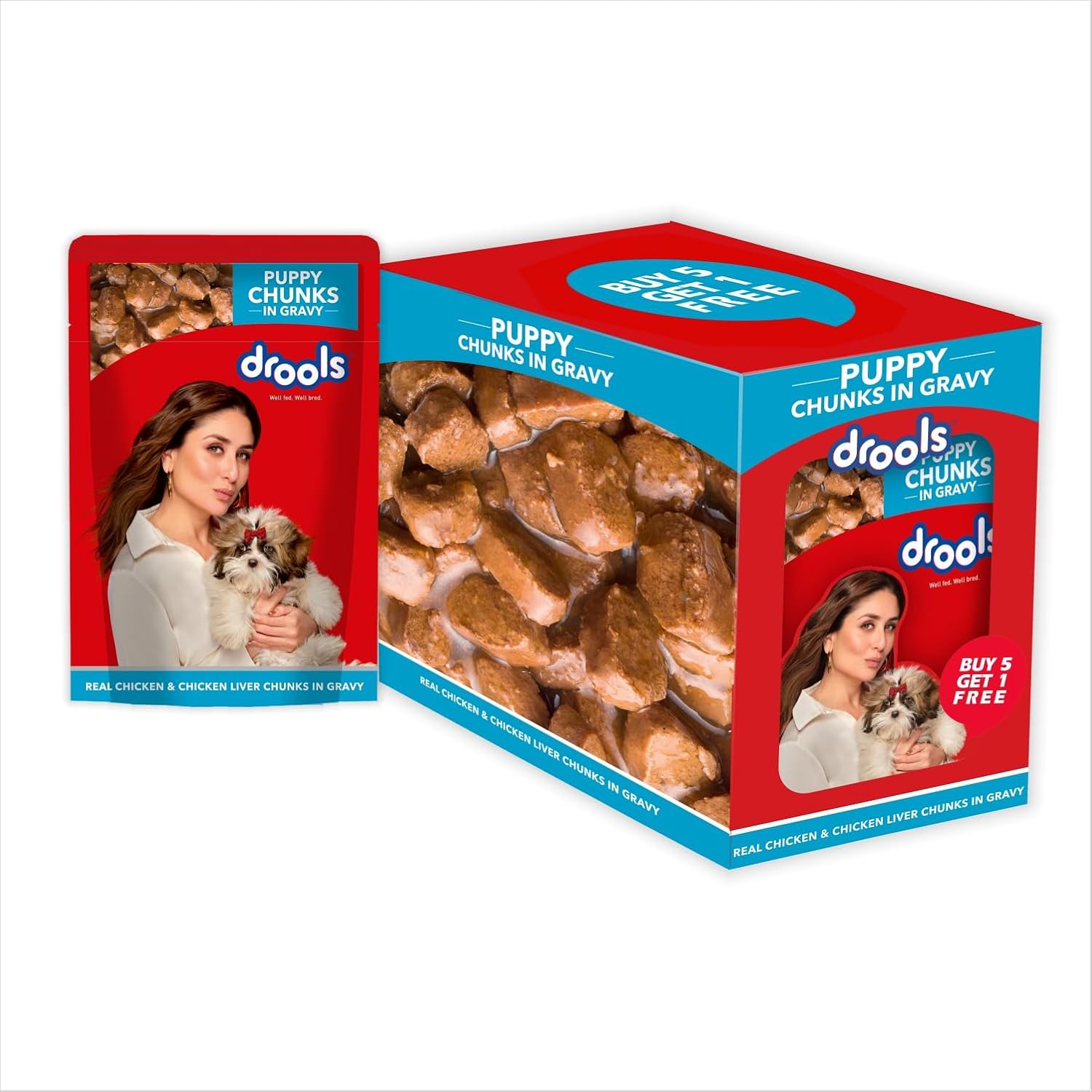 Drools Puppy Wet Dog Food 0 9kg 150g X 6 Packs Real Chicken Chicken Liver Chunks In Gravy Better Digestibility Overall Health Supports Healthy Skin Coat Maintains Joint Health