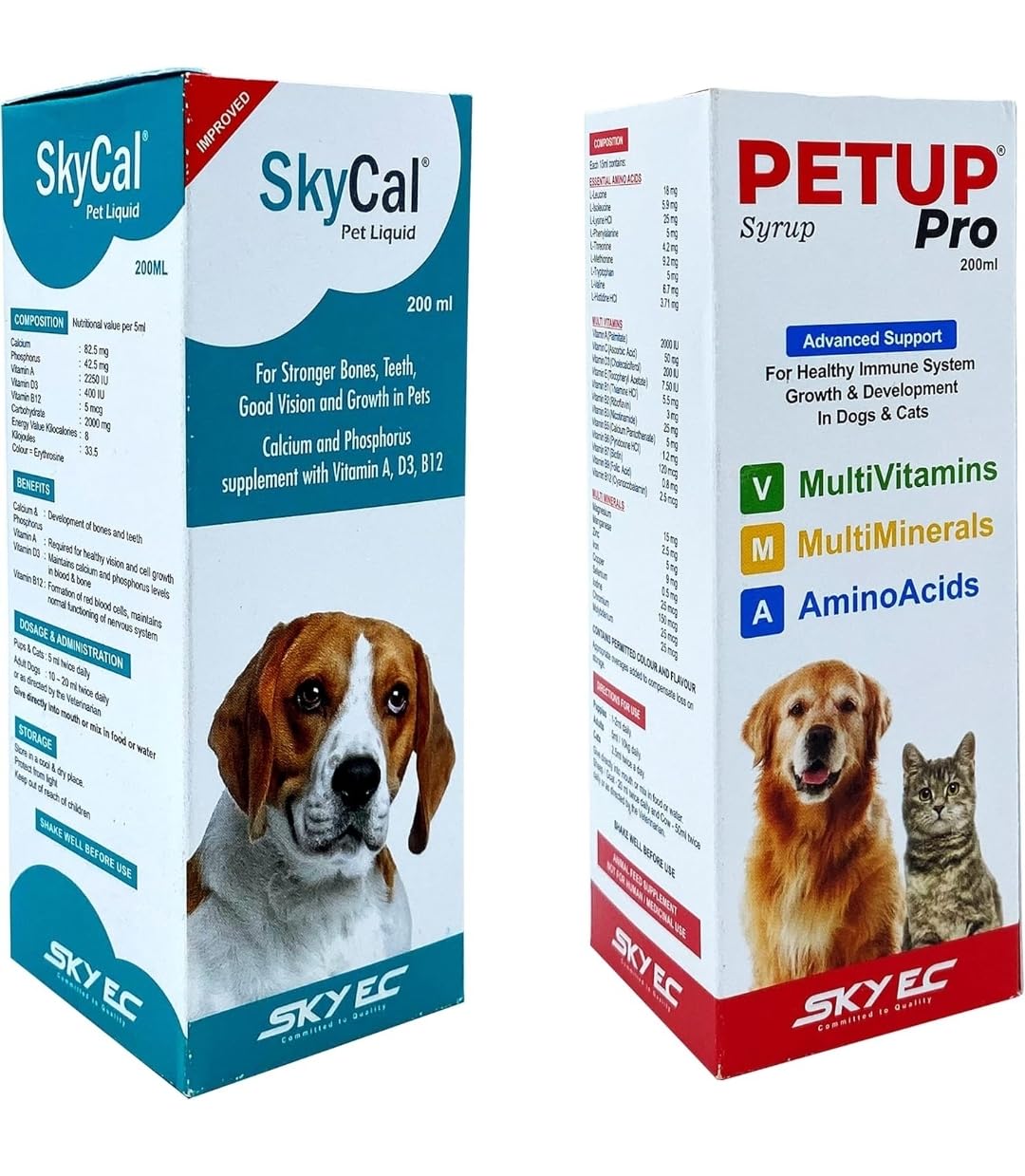 Sky Ec Combo Pack Of Skycal And Petup Pro Syrup 200ml