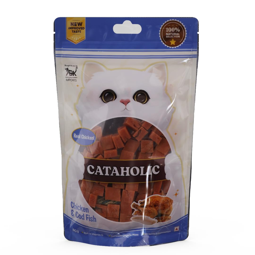 Cataholic Chicken Fish Treats For Cats And Kittens Cube Chicken Codfish Snack High Protein Easily Digestible Healthy Cat Treats For Training Daily Rewards 50 Gm