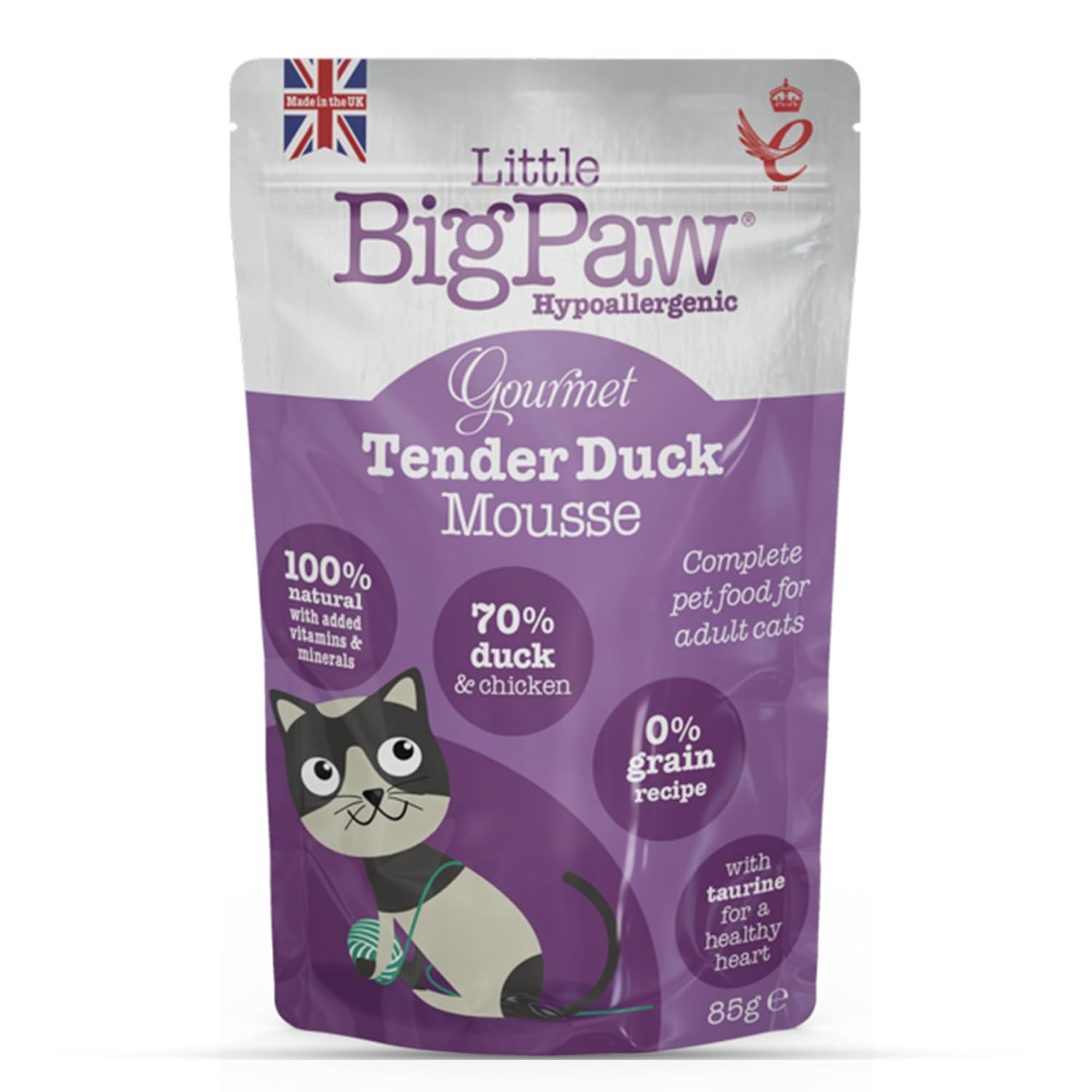 Little Big Paw Gourmet Tender Duck Mousse For Cats Grain Free And Hypoallergenic Wet Cat Food 85 Gms Each Pack Of 12 All Life Stages