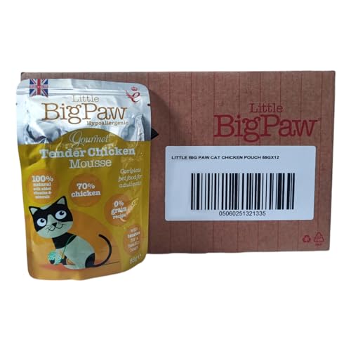 Little BigPaw Gourmet Tender Chicken Mousse for Cats, Grain Free and Hypoallergenic Wet Cat Food, 85 GMS Each (Pack of 12)